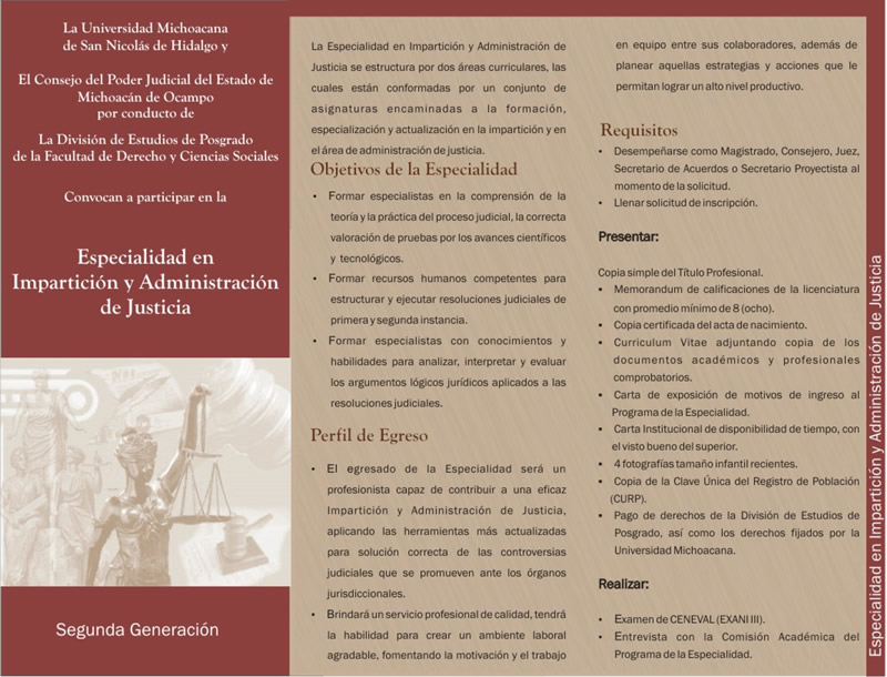 Lo nuevo Especialidad en Impartición y Administración de Justicia